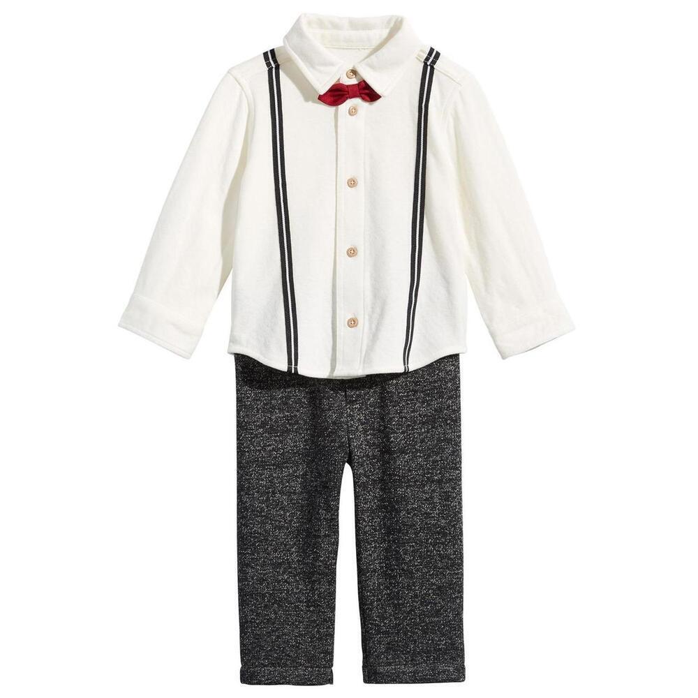 First Impressions Infant Suspender & Bowtie Shirt, Pants 2 Piece Set 3-6 Months